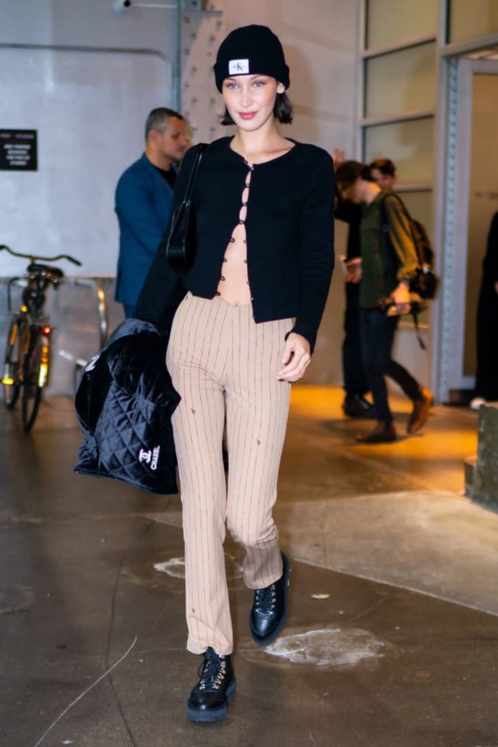 Bella Hadid Wears Black Beanie