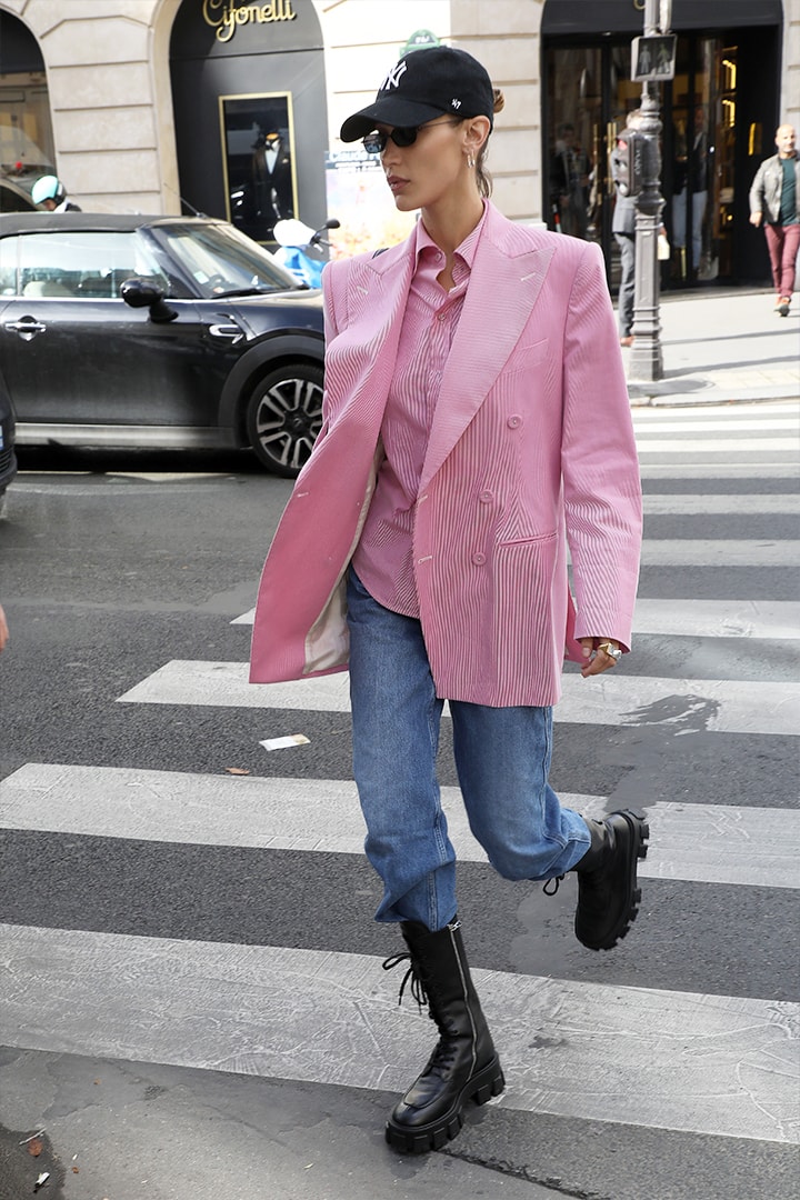 Bella Hadid is seen in central Paris on September 30, 2019 in Paris, France.