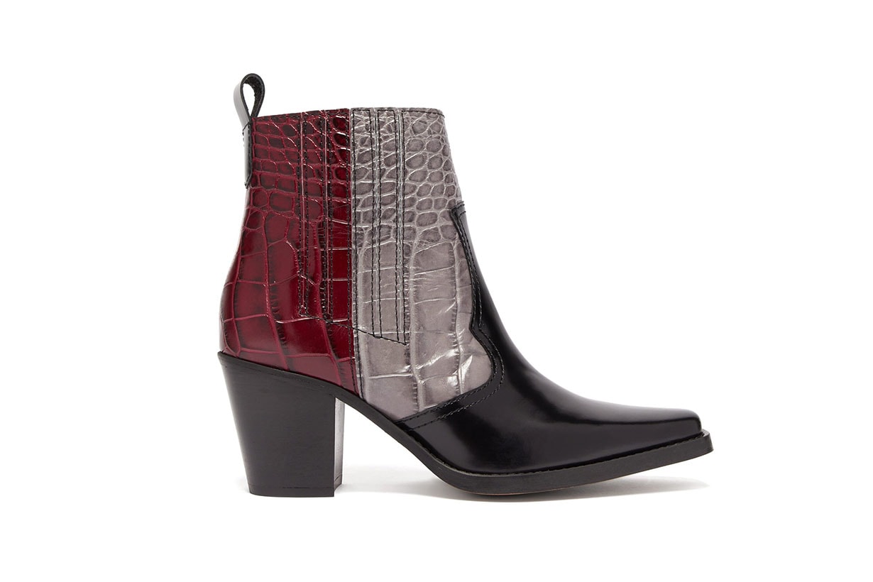 Callie Crocodile-Effect Leather Ankle Boots