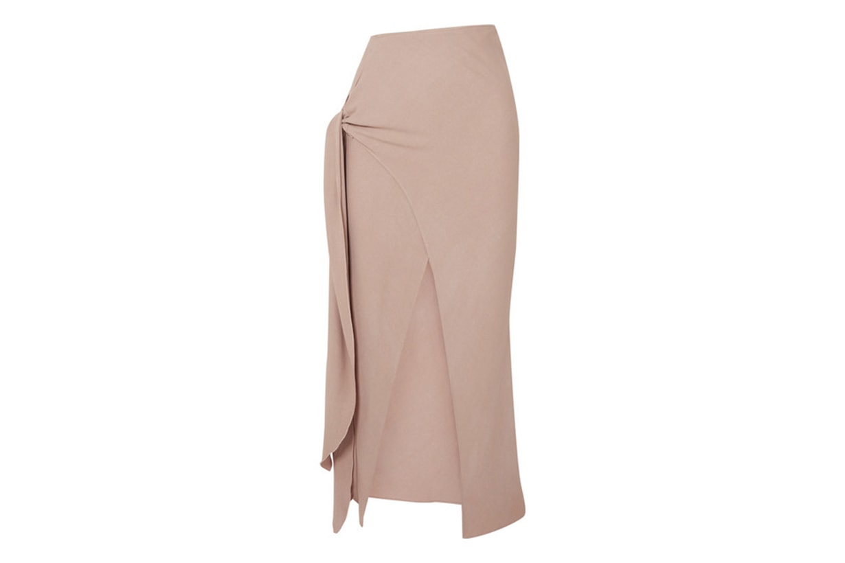 Celia Knotted Crepe Midi Skirt