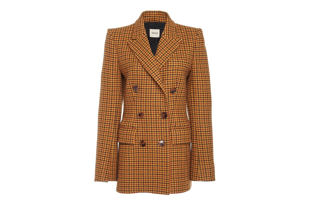 Darla Double-Breasted Checked Wool Blazer