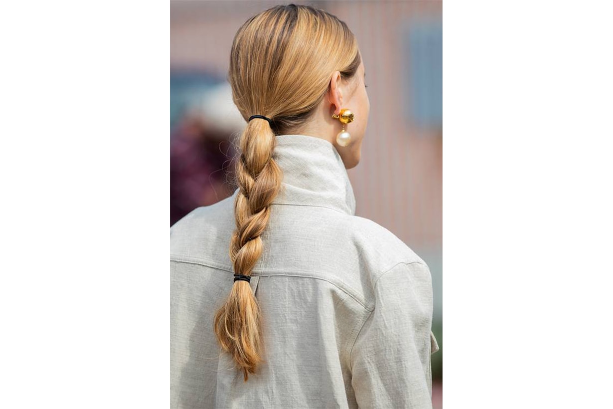 Double-Band Braids low ponytail braiding hairstyles trend 2019 fall winter New York Milan Paris Copenhagen fashion week trend 