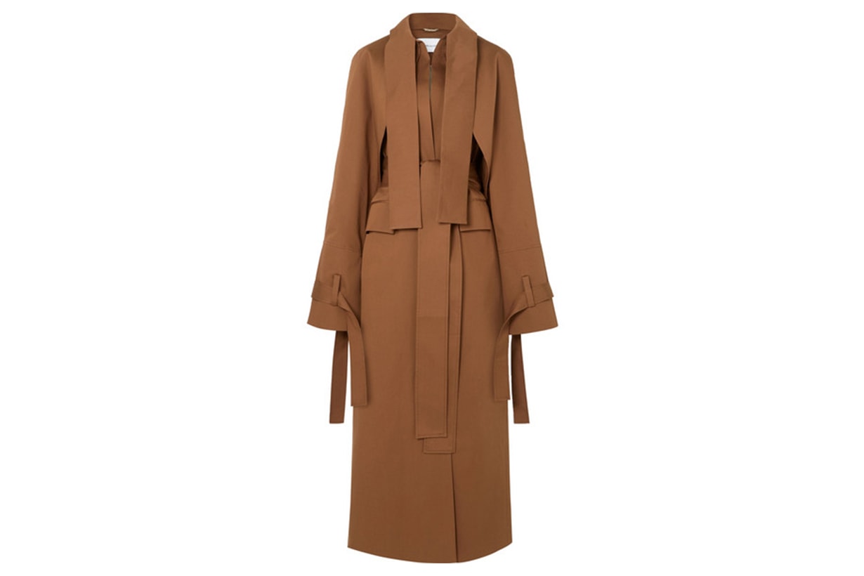 Draped Gabardine Trench Coat