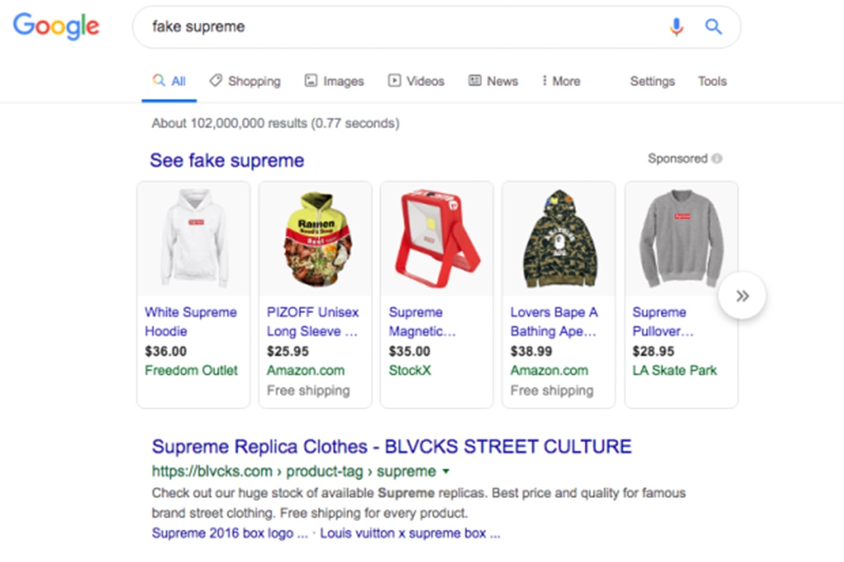 Google Search Fake Supreme