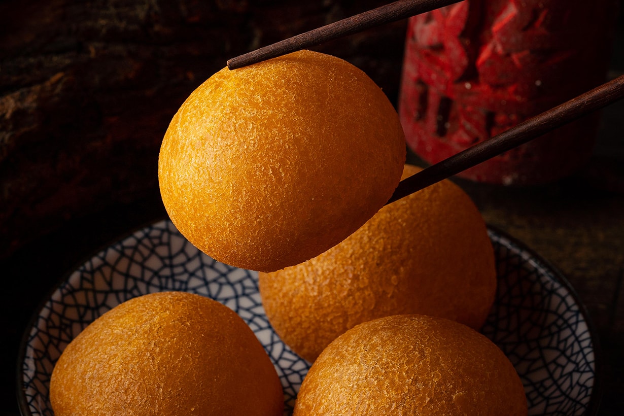 Fried Chinese Sticky Rice Ball with Pumpkin Paste
