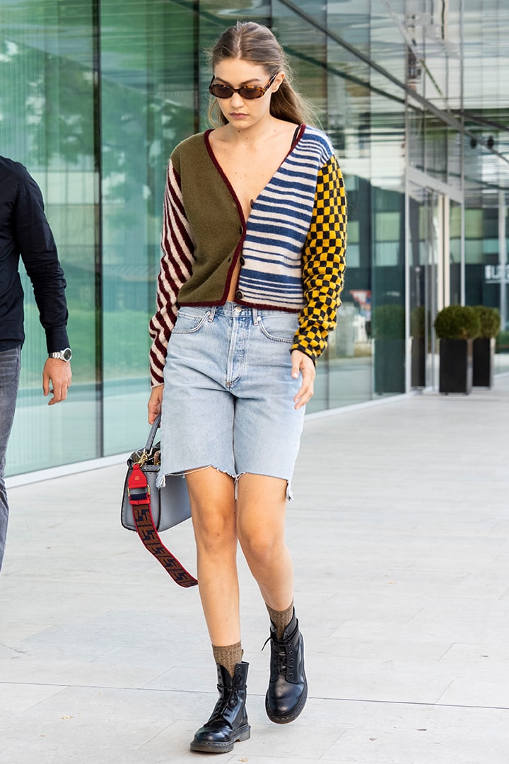 Gigi Hadid Cardigan and Shorts Street Style