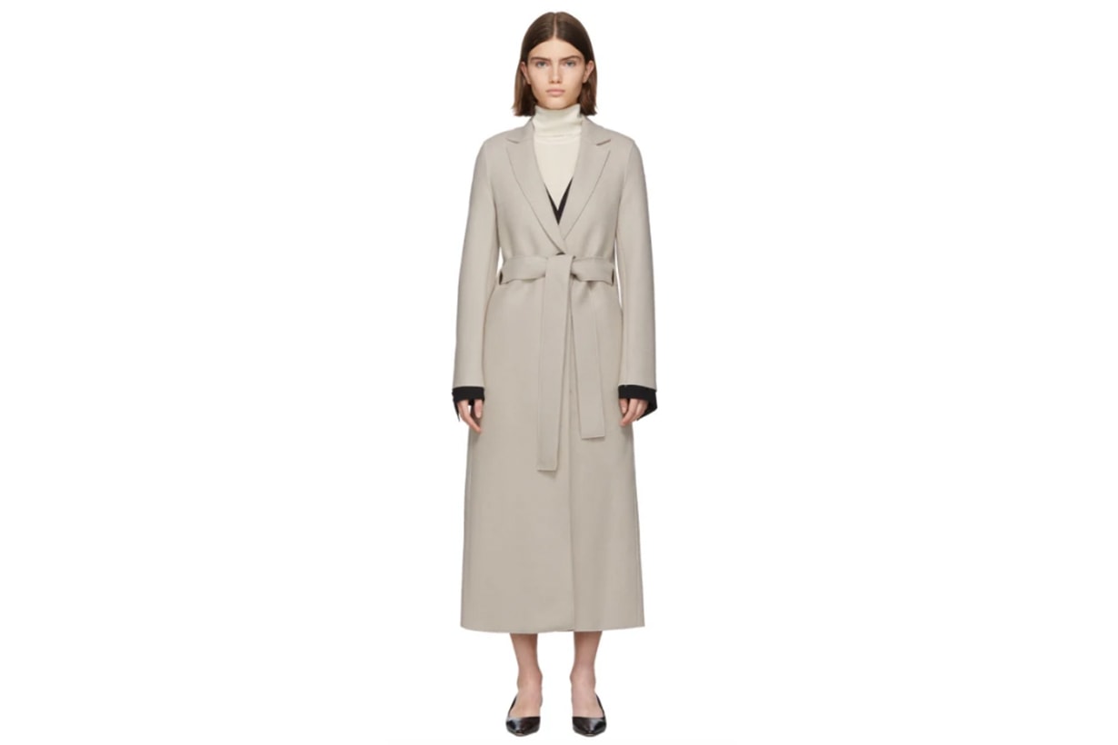 Harris Wharf London Off-White Pressed Wool Belted Coat