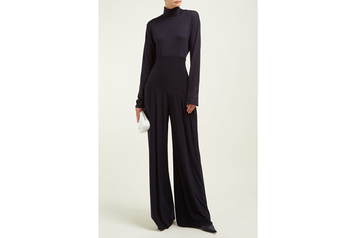 High-Rise Pleated Wide-Leg Trousers