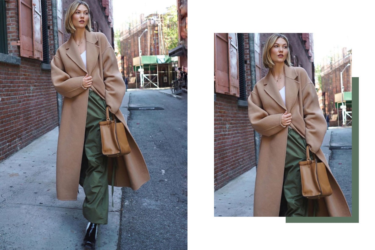 Karlie Kloss Camel Coat and Fendi Handbag Street Style