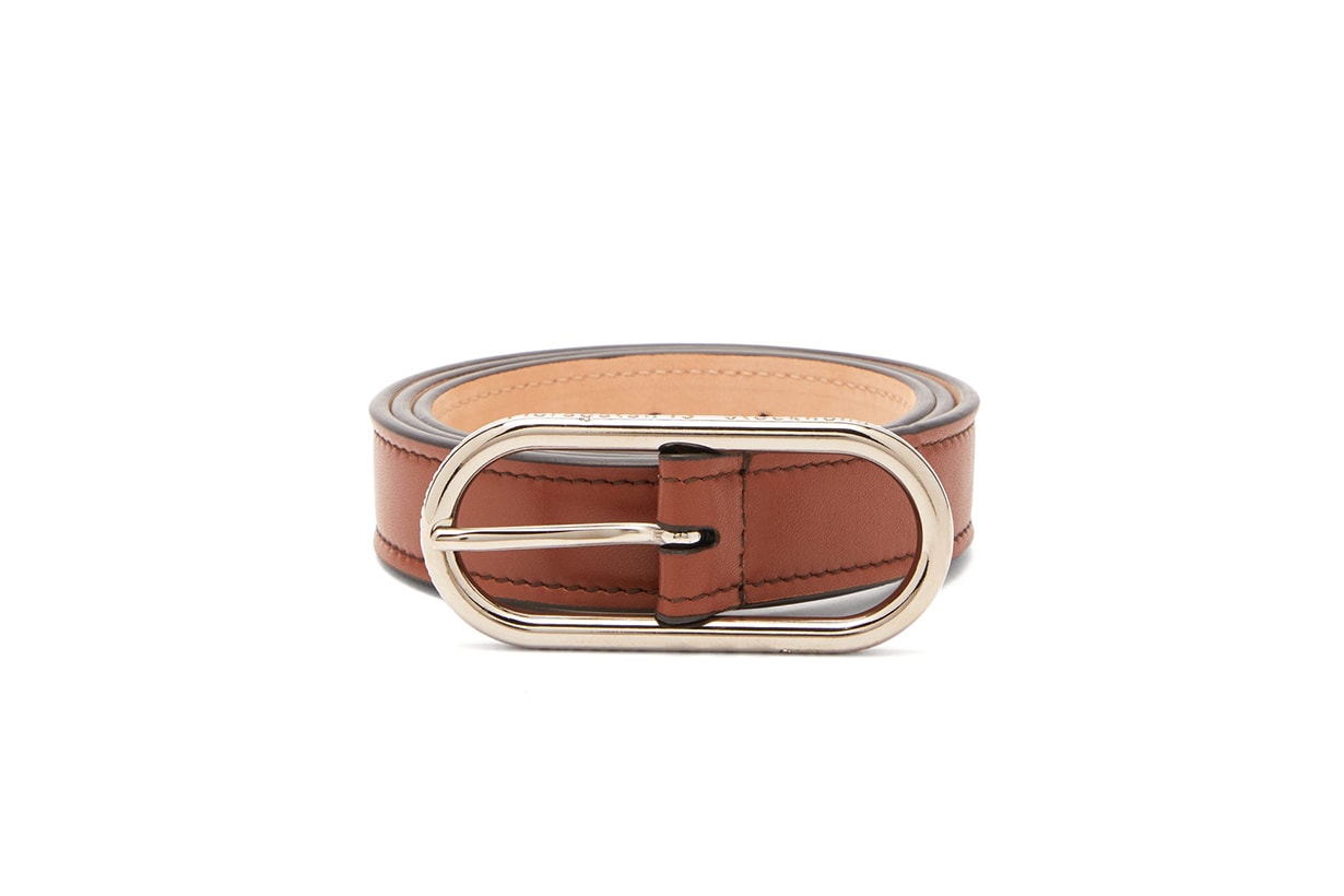 Masculine Logo-Buckle Leather Belt