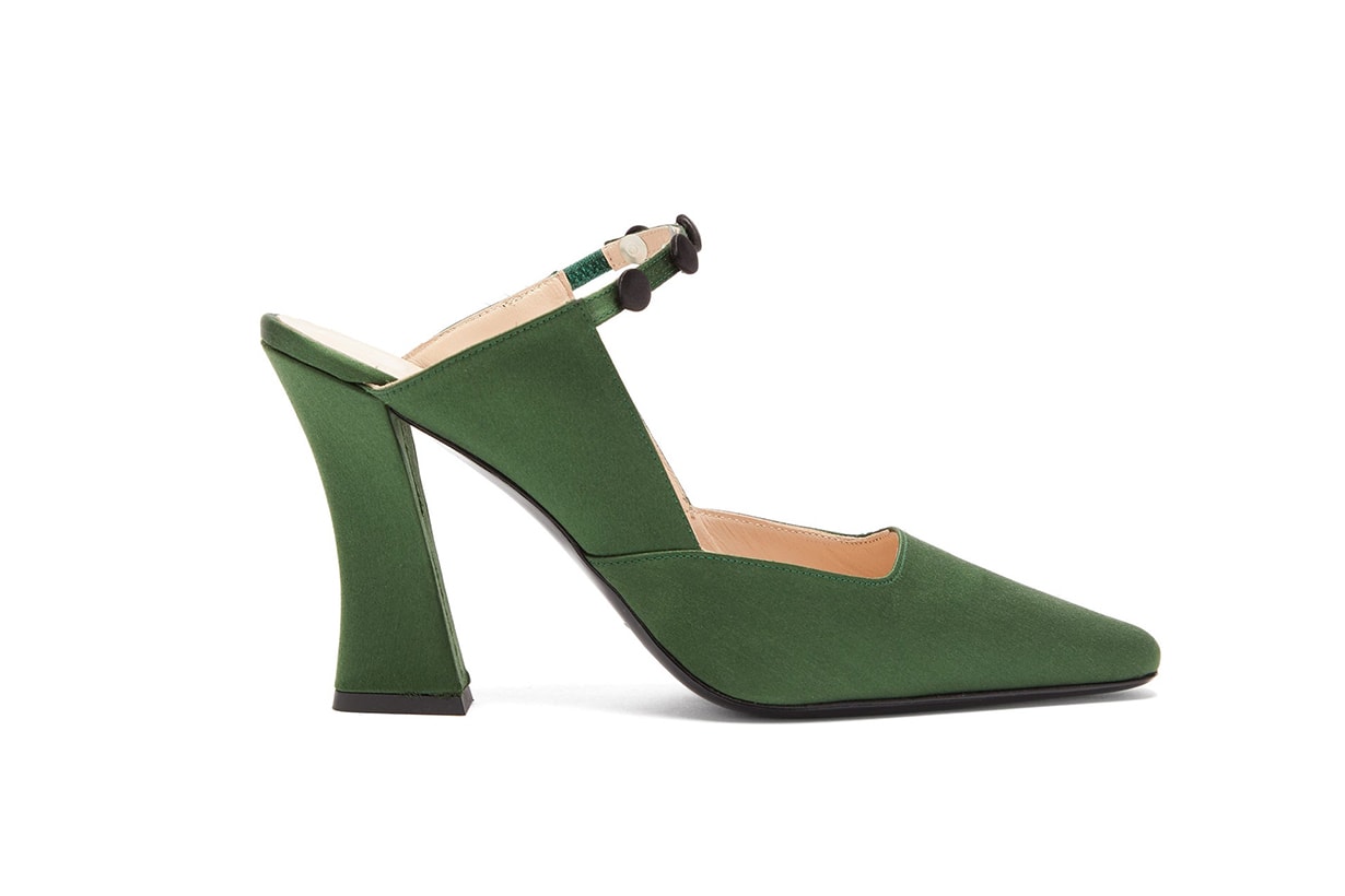 Melanie Curved-Heel Satin Mules