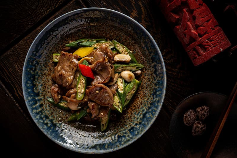 New Zealand Lamb Fillet with Okra and Button Mushrooms