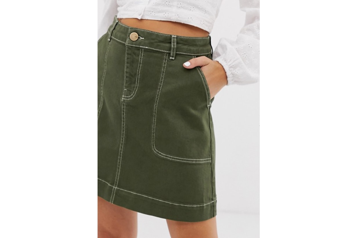 Oasis Mini Skirt with Cargo Pockets in Khaki