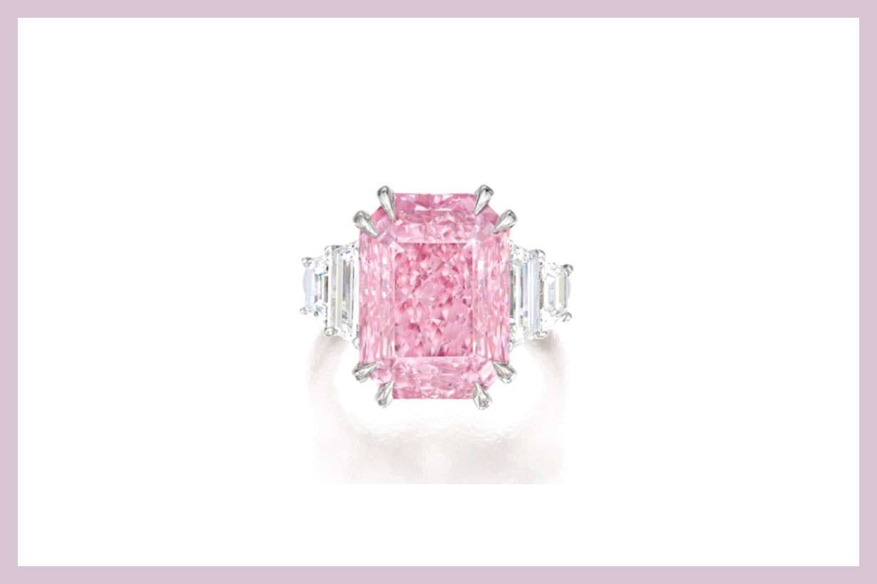 Rare and Exquisite Fancy Vivid Purplish Pink Diamond and Diamond Ring