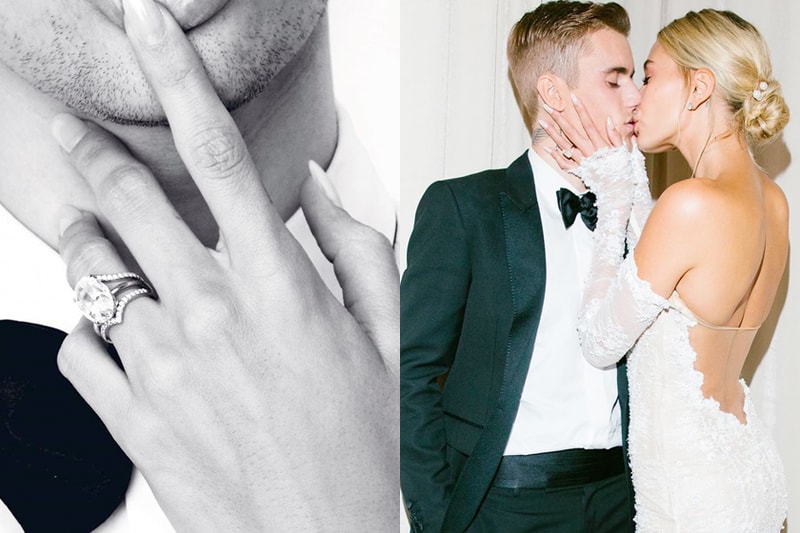 hailey bieber wedding ring tiffany&co justin mix match