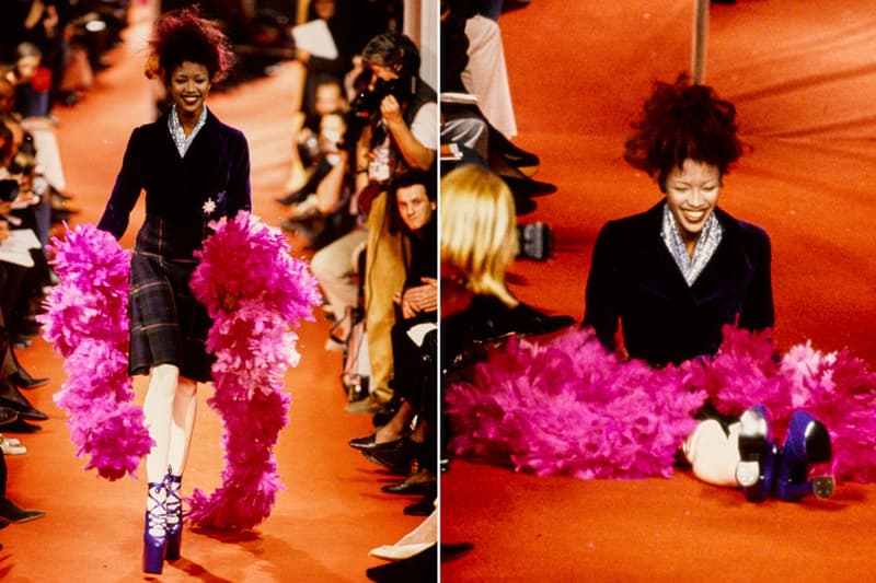Naomi campbell fall on the runway after vivienne westwood slip