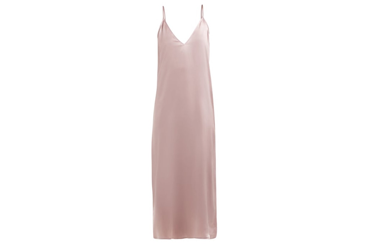 V-Neck Silk Slip Dress