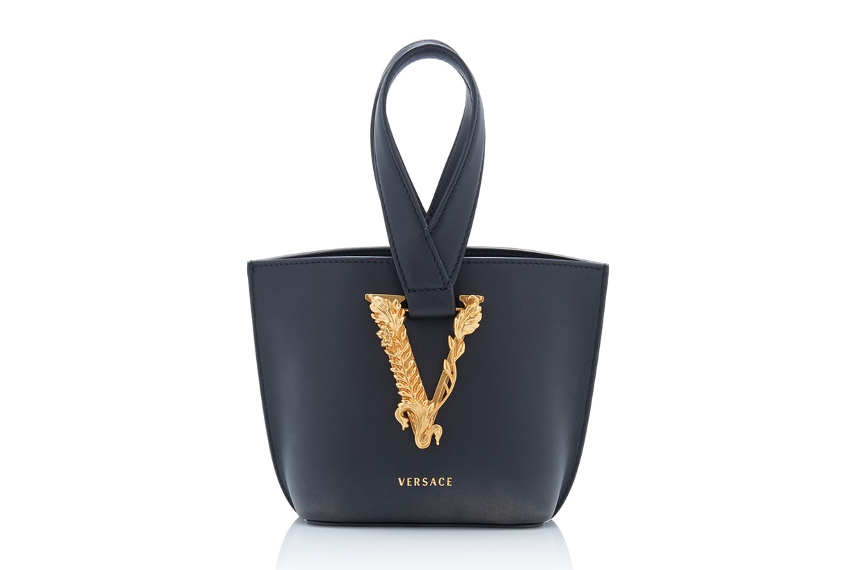 Versace Tribute Leather Loop Top Handle Bag