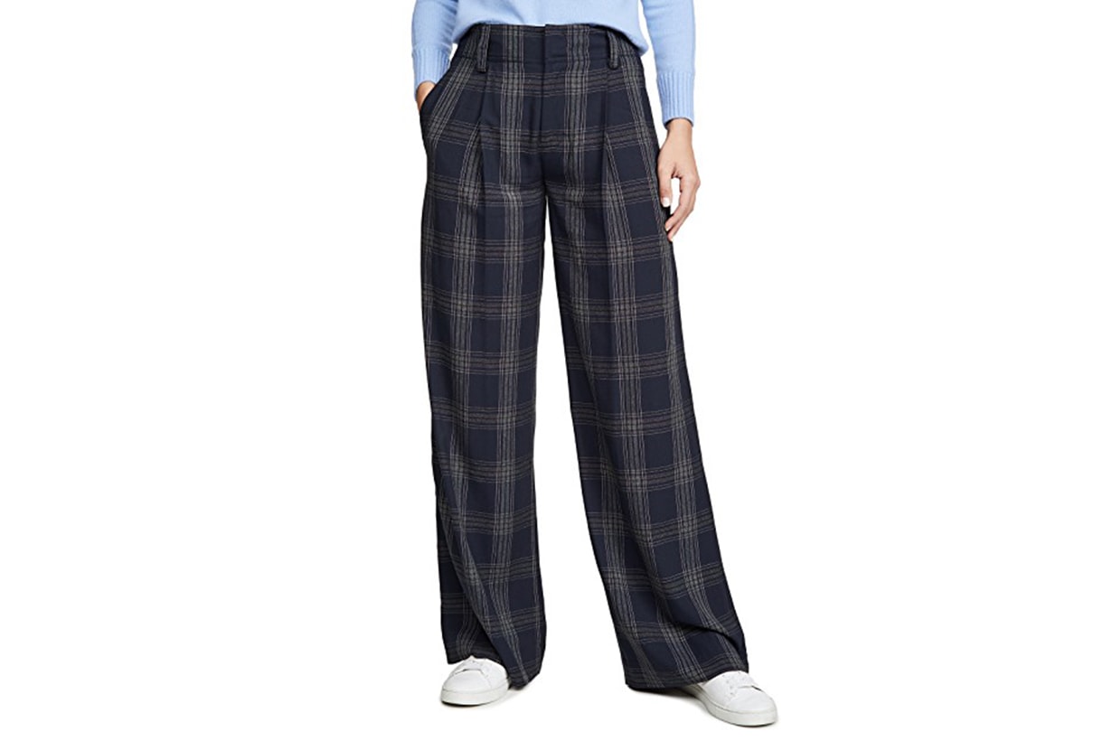 Vince Plaid Wide Leg Pants