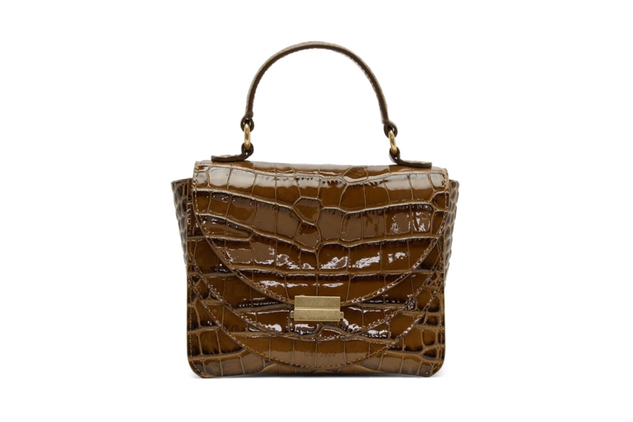 Wandler Brown Croc Mini Luna Top Handle Bag