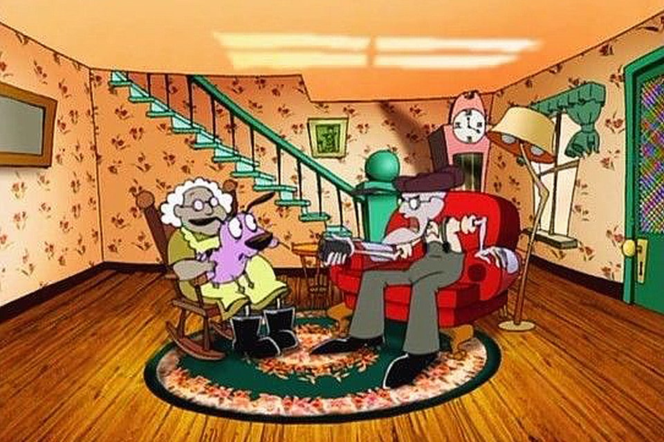 Кураж встречает. Stupid Dog cartoon. Картун дог комнаты. Courage the Cowardly Dog Bagge Bedroom. The Cowardly Dog Brown.