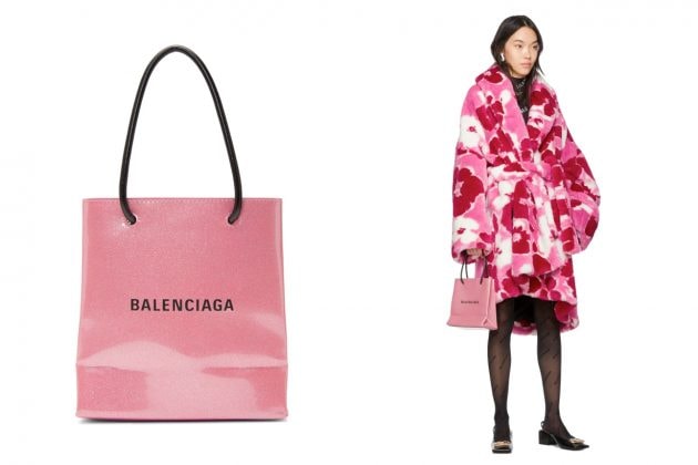 balenciaga pink glitter shopping tote new color ville bag