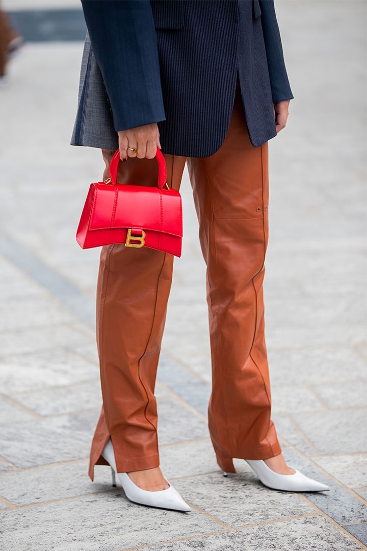 Red Balenciaga bag street style