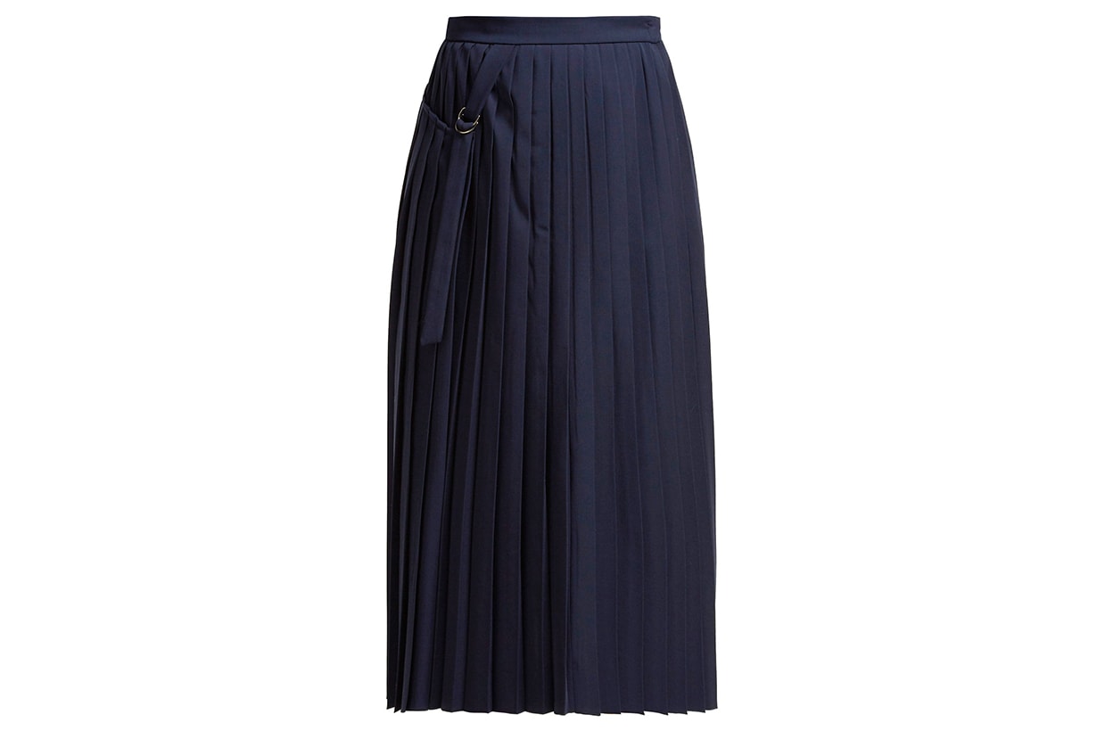 Beck Pleated Wool Wrap Skirt