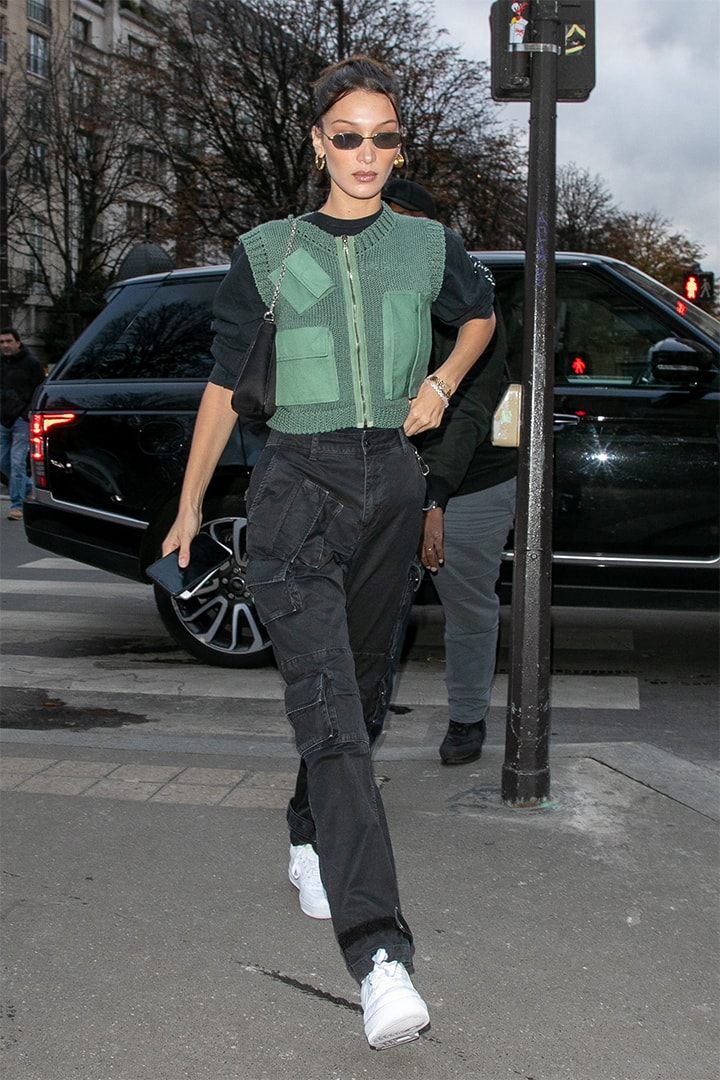 Model Bella Hadid Wears Cargo Pants