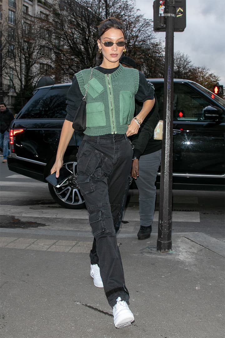 Model Bella Hadid Wears Cargo Pants