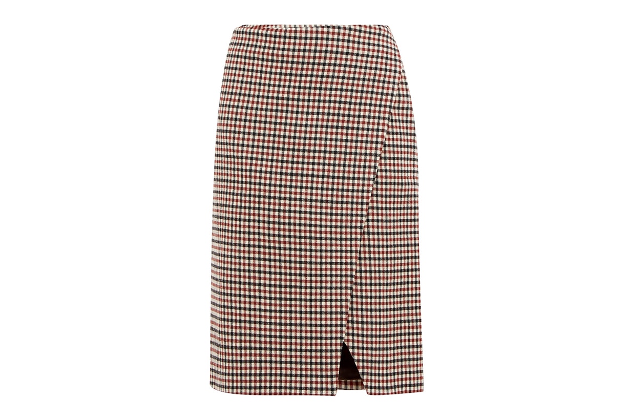 Cody Gingham Wool-blend Wrap Skirt