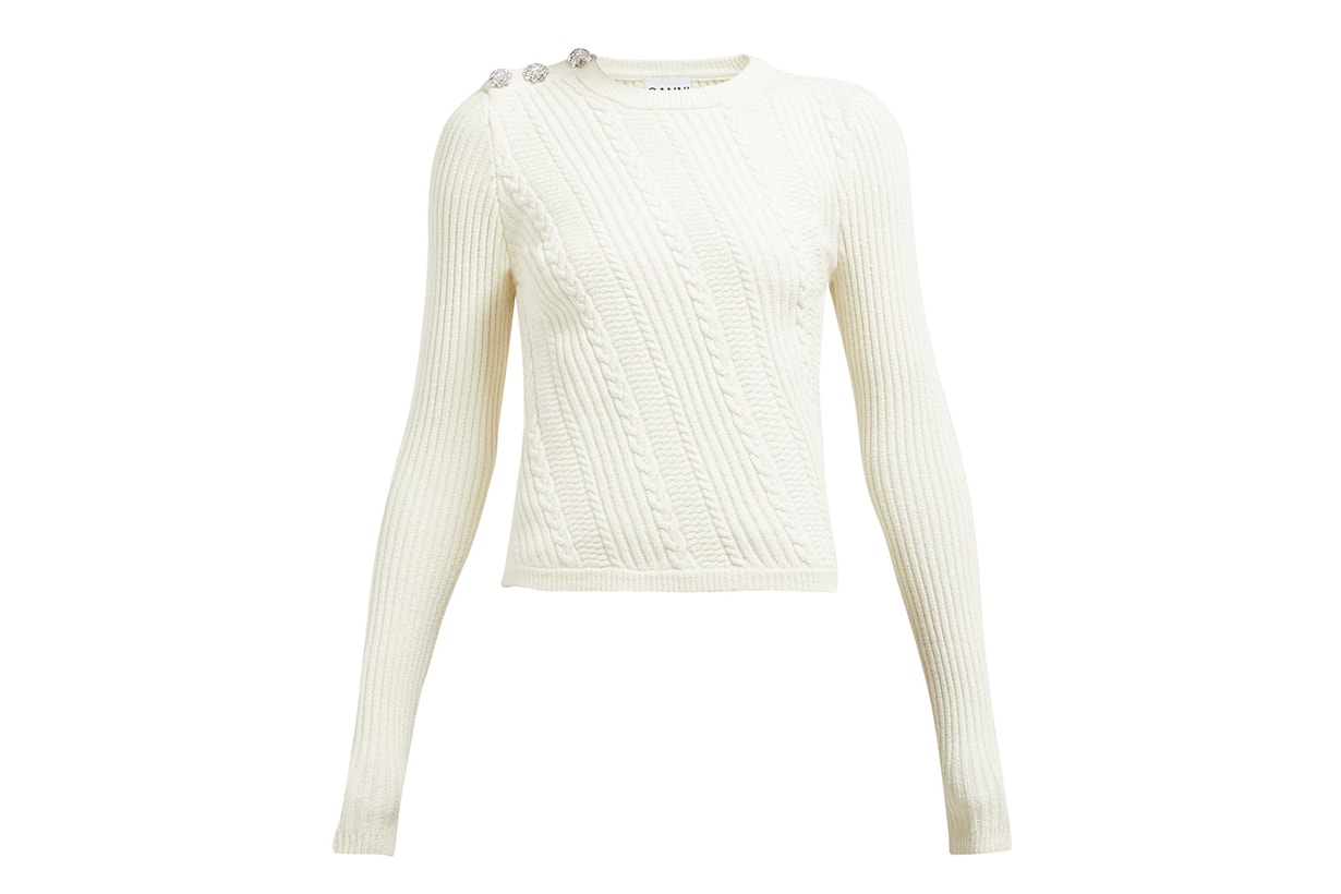 Crystal-button Cotton-blend Sweater