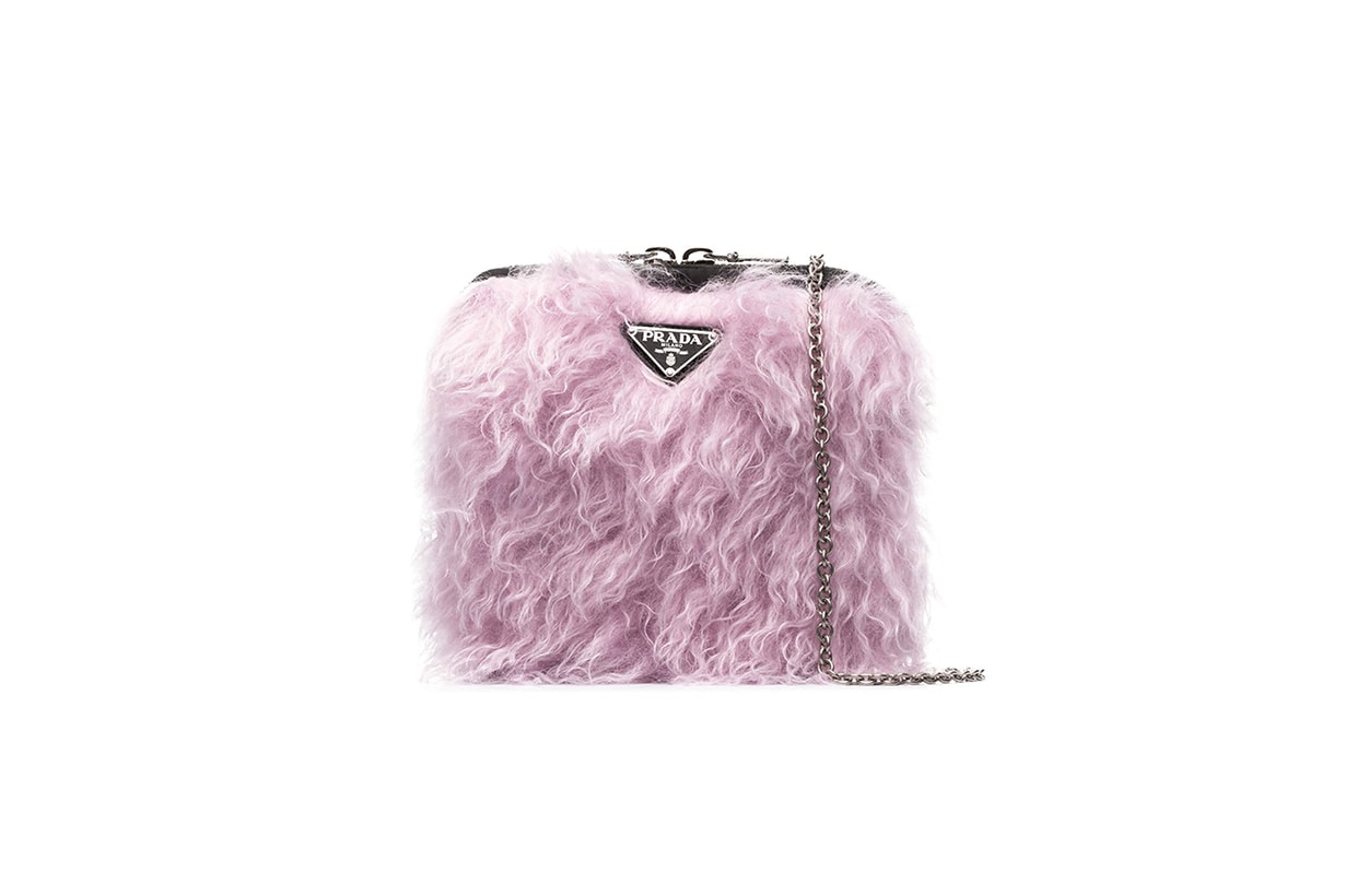 prada cargo fluffy pink bag faux fur 90s