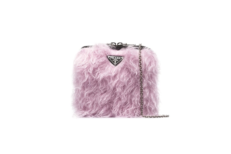 prada cargo fluffy pink bag faux fur 90s