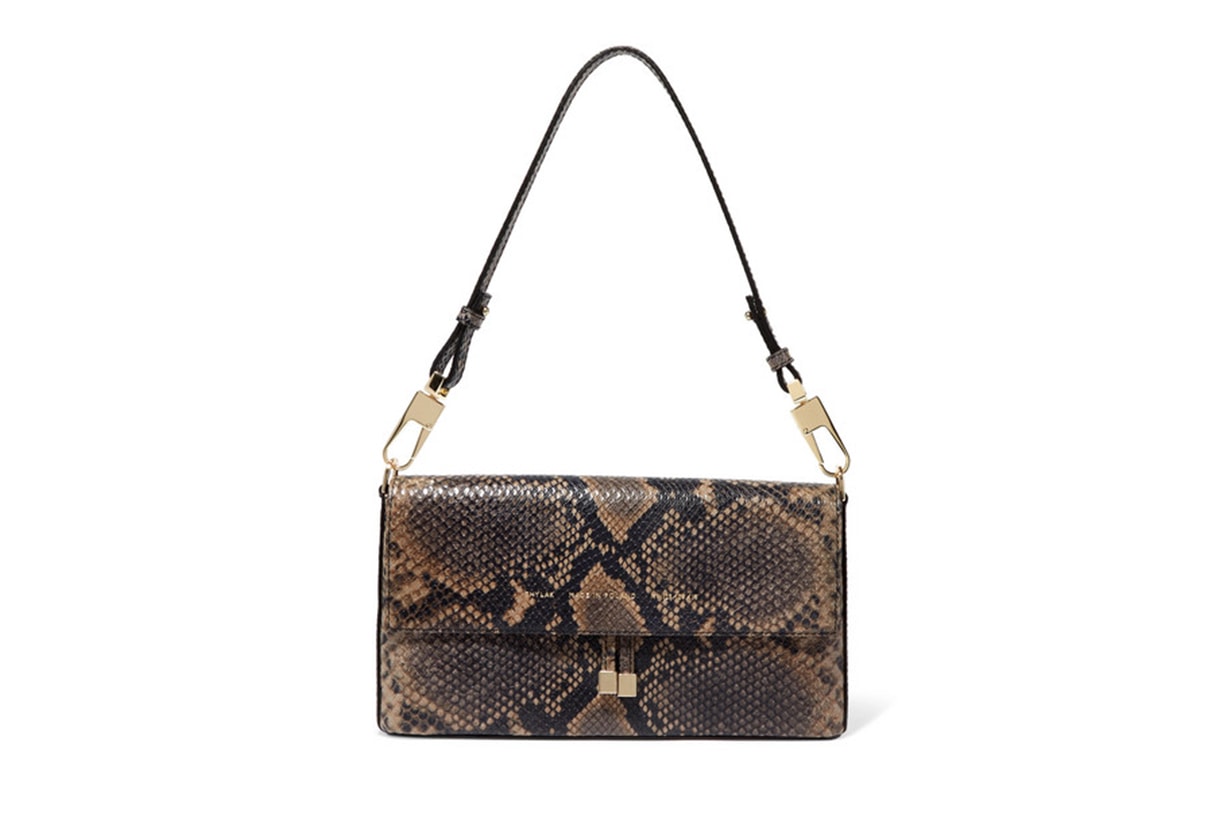 Flap Snake-Effect Leather Shoulder Bag