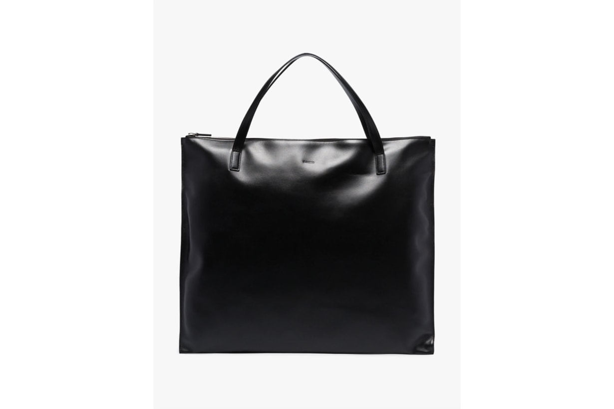 Jil Sander Black Medium Square Leather Tote Bag