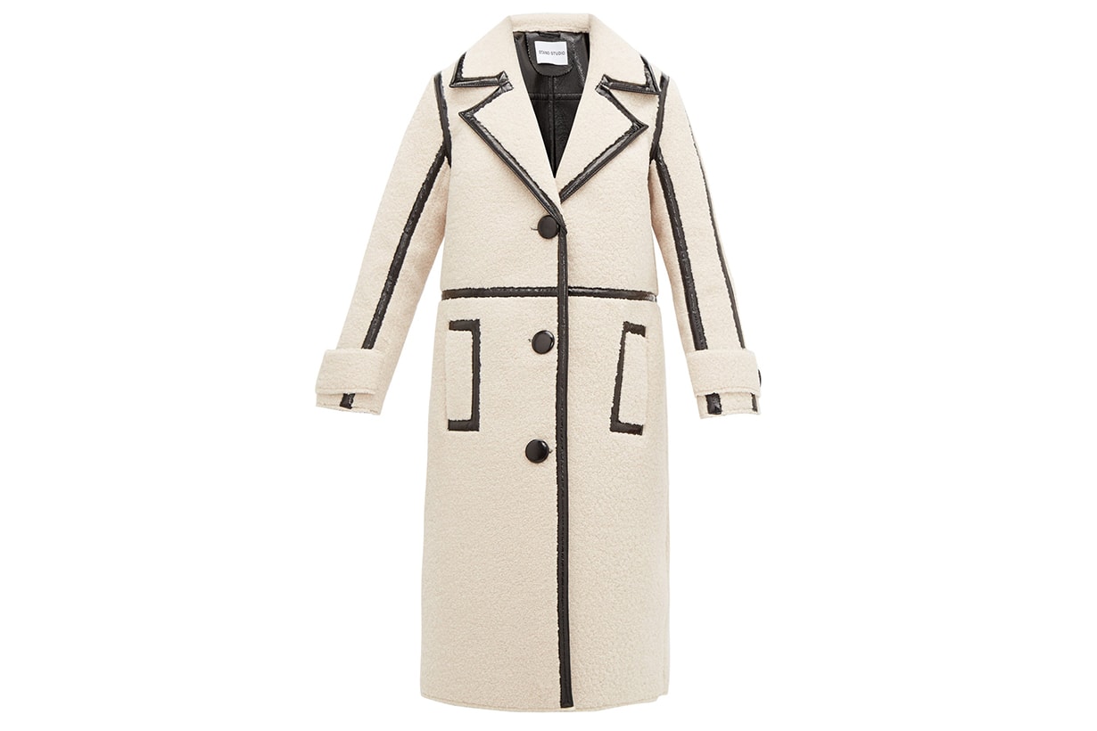Kenzie Patent-edged Faux-shearling Coat