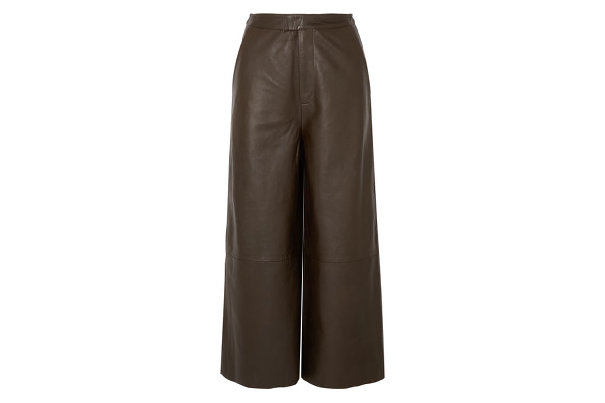 Manu Cropped Leather Wide-leg Pants