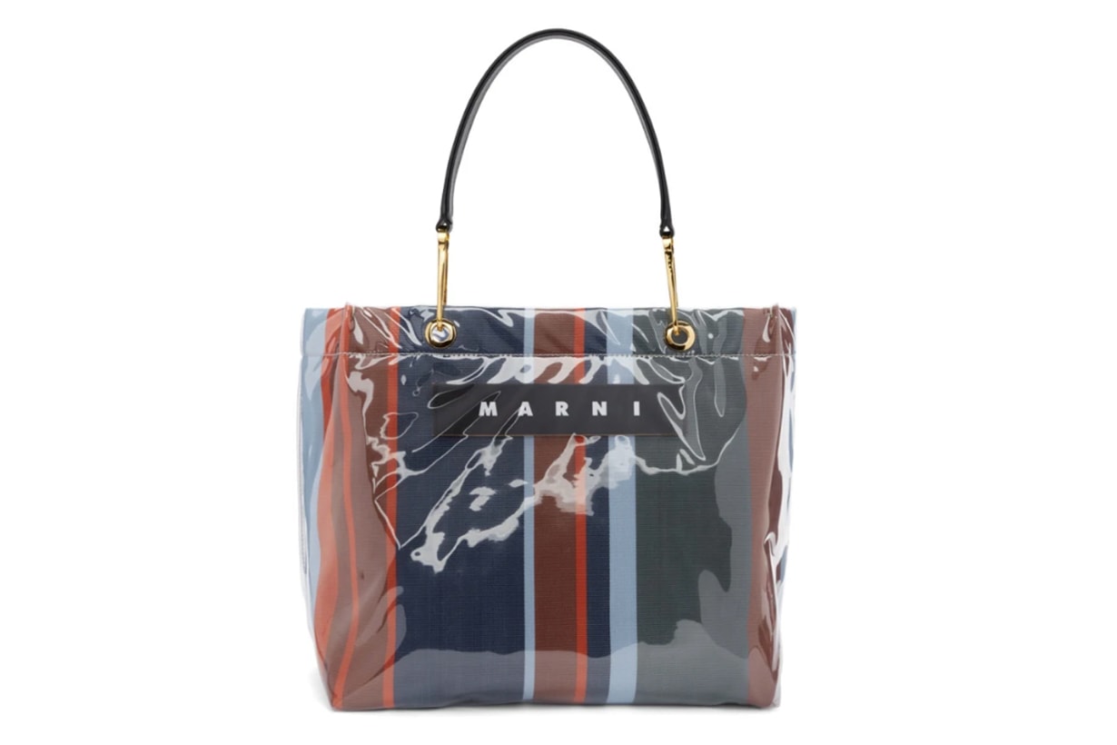 Marni Navy & Red Glossy Grip Shopper Tote