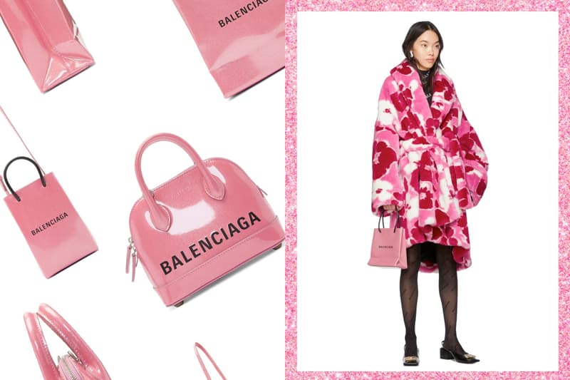 balenciaga pink glitter shopping tote new color ville bag