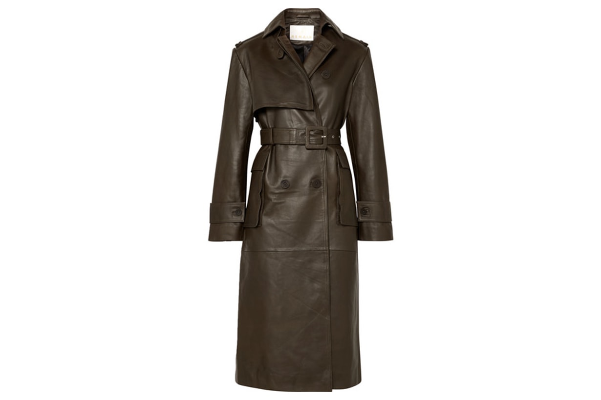 Pirello Belted Leather Trench Coat
