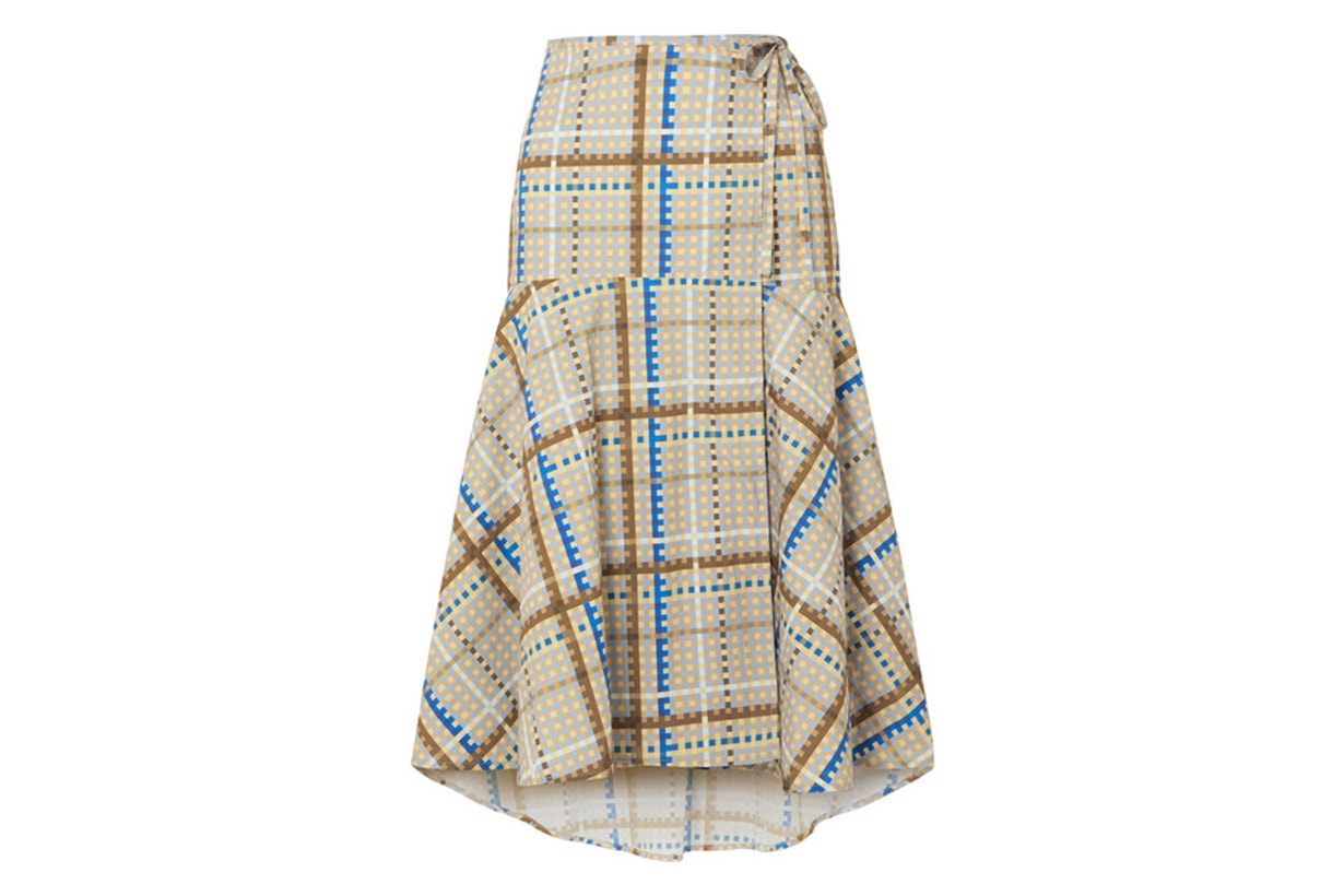 Tiered Checked Cotton-poplin Wrap Skirt