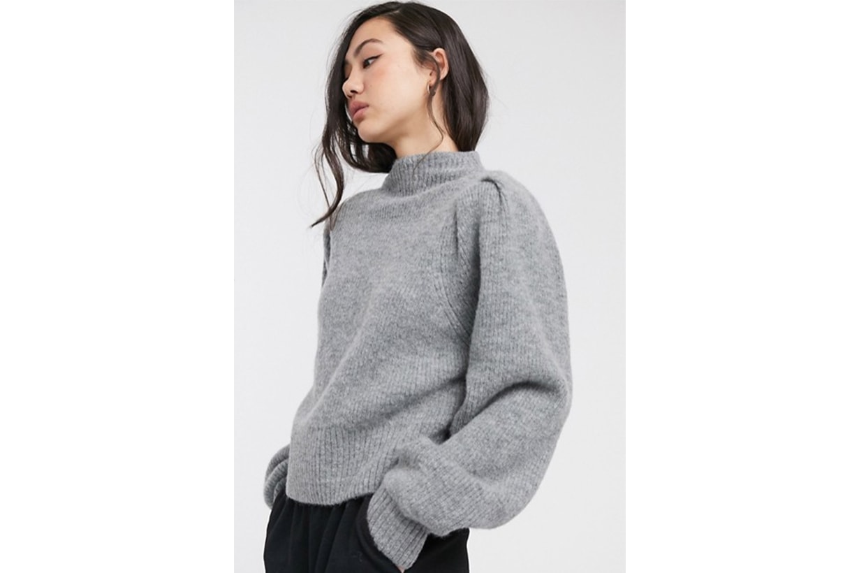 Weekday Sadie Puff Sleeve Jumper in Grey