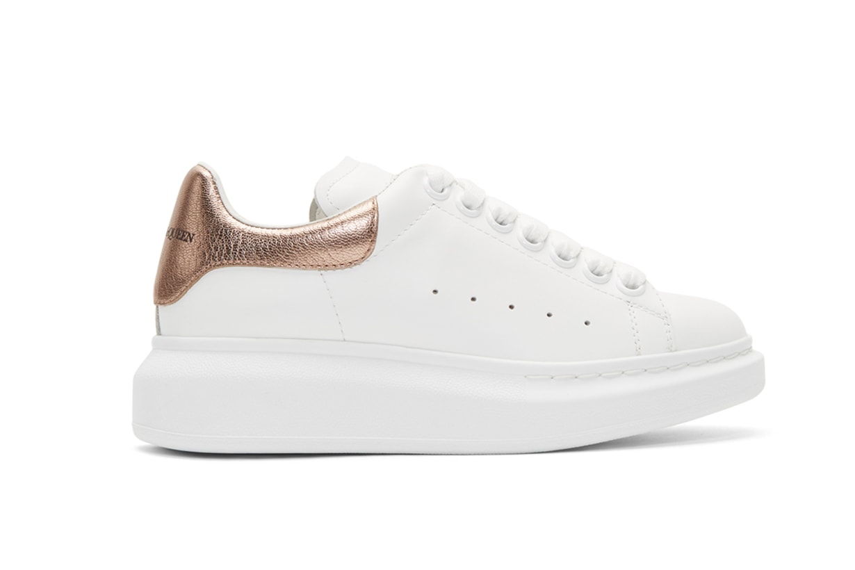 White & Rose Gold Metallic Oversized Sneakers