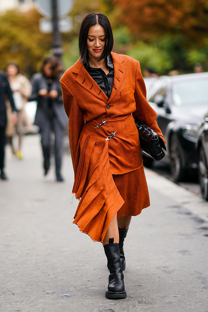 Orange Skirt Street Style Fashion Week SS2020