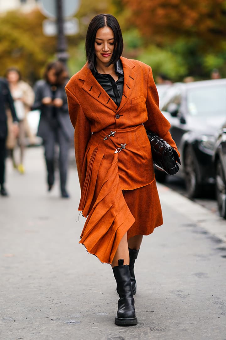 Orange Skirt Street Style Fashion Week SS2020