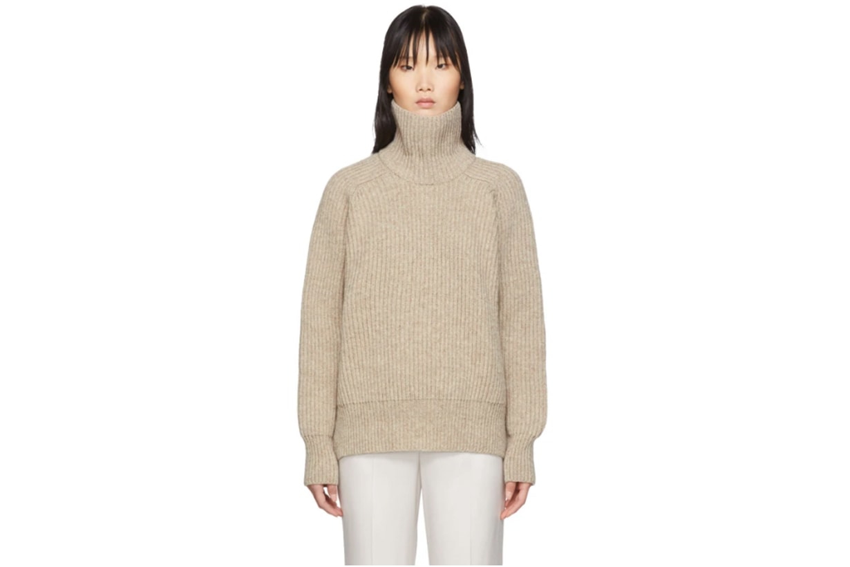 AMI Alexandre Mattiussi Beige Bulky Wool Sweater