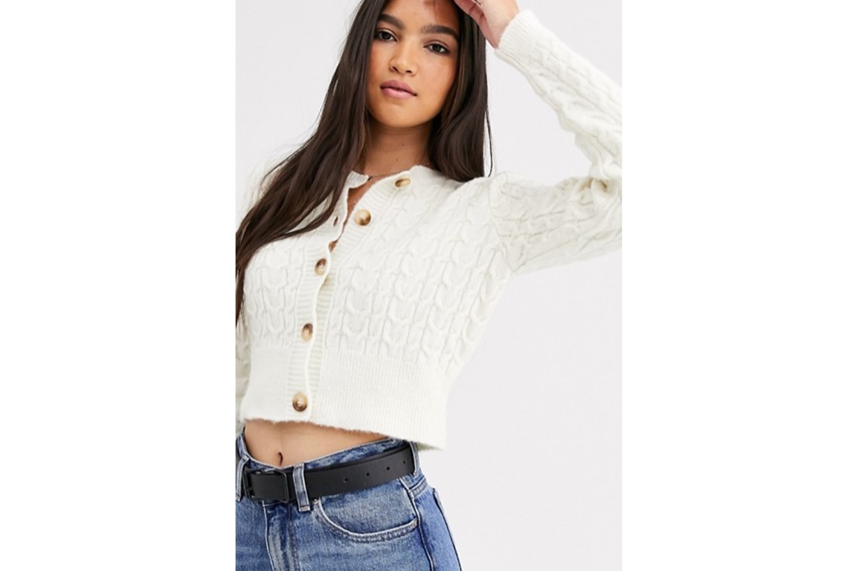 ASOS DESIGN Cropped Cable Cardigan