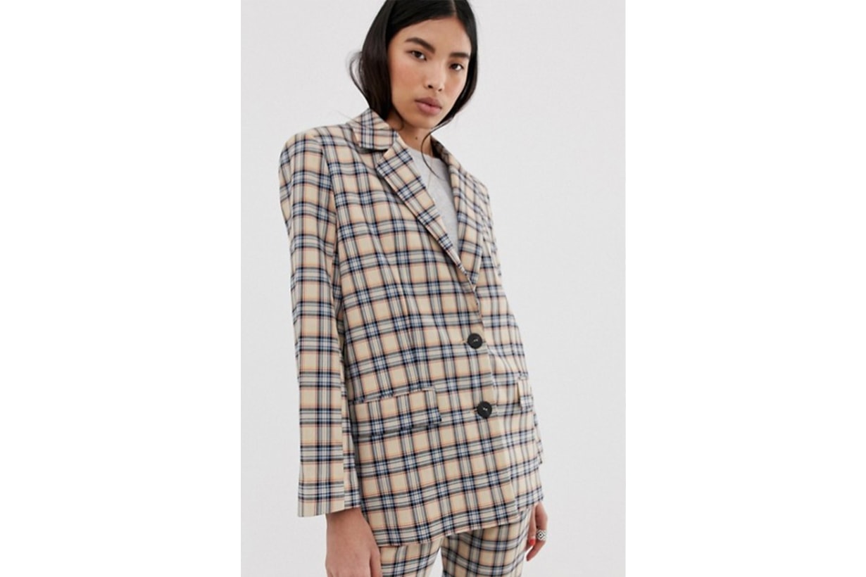 ASOS DESIGN Dad Suit Blazer in Light Based Check