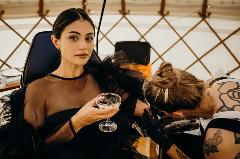 black wedding dress dark style wedding Lydia Pang and Roo Williams